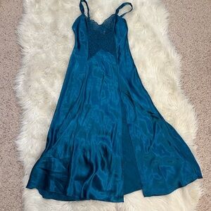 Vintage 80s gold label Victoria's Secret Teal Satin Lingerie